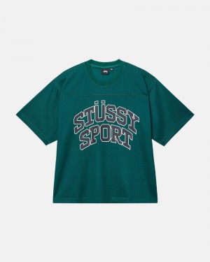 Stüssy Sport Mesh Football Jersey Short Sleeve Knit Green | VNZ-785460