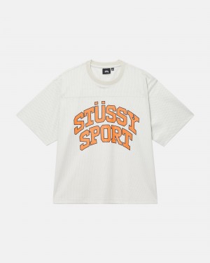 Stüssy Sport Mesh Football Jersey Short Sleeve Knit Natural | TRP-625987