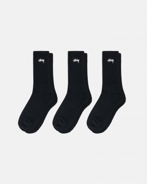 Stüssy Stock Crew Sock Pack Socks Black | MCV-263049