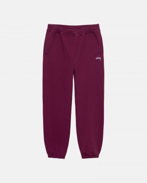 Stüssy Stock Logo Sweatpant Pants Burgundy | LES-967132