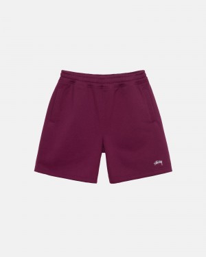 Stüssy Stock Logo Sweatshort Shorts Burgundy | IBJ-719863