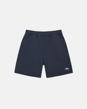 Stüssy Stock Logo Sweatshort Shorts Navy | PIN-976583