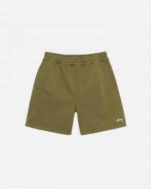 Stüssy Stock Logo Sweatshort Shorts Olive | XVP-873092