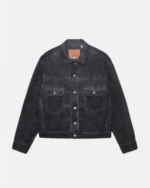 Stüssy & Levi's Dyed Jacquard Trucker Jacket Long Sleeve Outerwear Black | JHR-691372