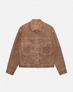 Stüssy & Levi's Dyed Jacquard Trucker Jacket Long Sleeve Outerwear Brown | WSQ-872469