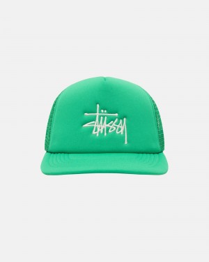 Stüssy Trucker Big Basic Snapback Ball Cap Kelly Green | RSX-845190