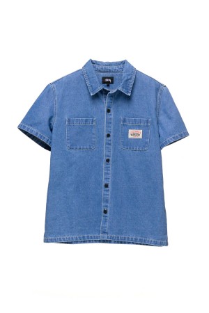 Stüssy Workgear Denim Shirt Shirts Mid Blue | HOZ-590637