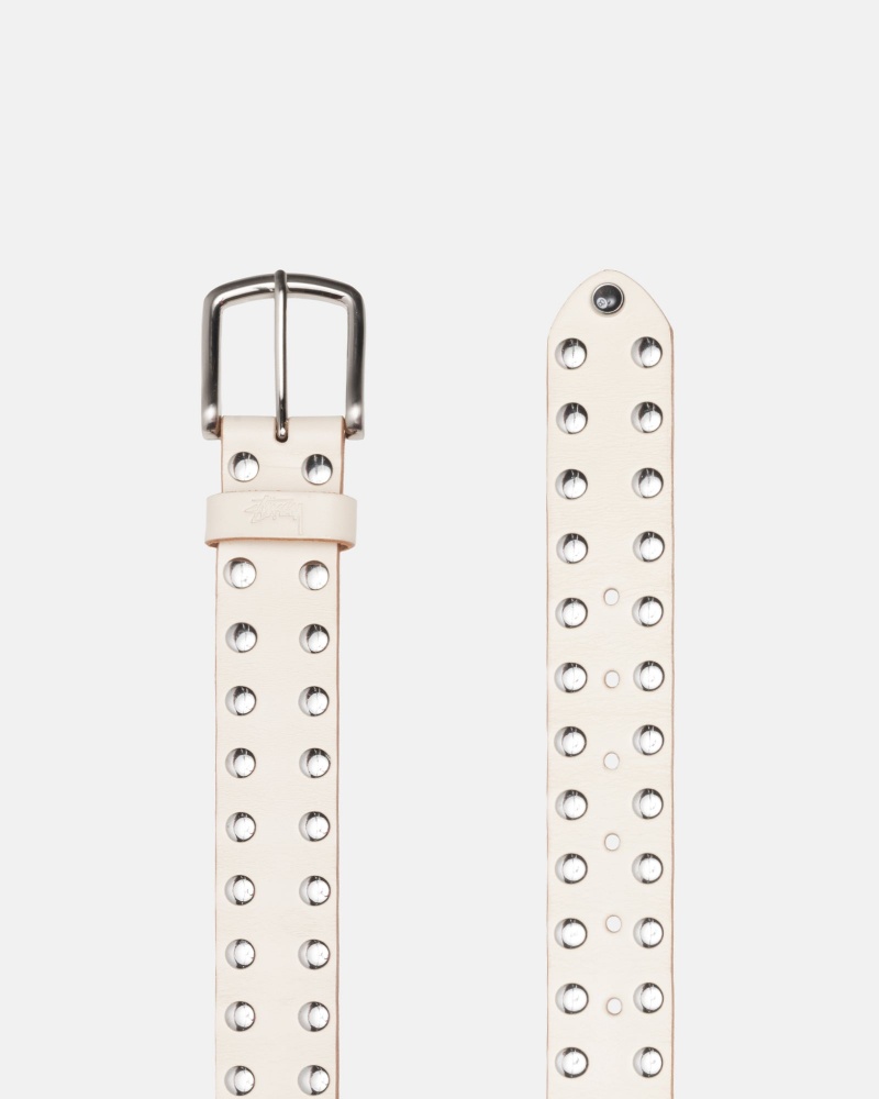 Stüssy 8 Ball Studded Belt Belt Bone | MSF-856437