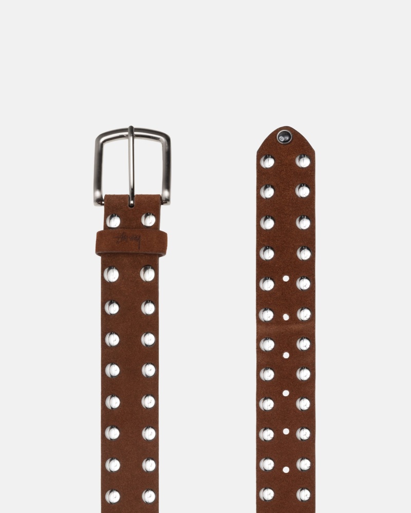 Stüssy 8 Ball Studded Belt Belt Brown Suede | WDB-154720