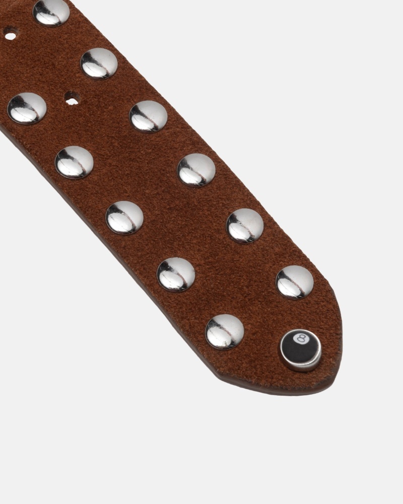 Stüssy 8 Ball Studded Belt Belt Brown Suede | WDB-154720