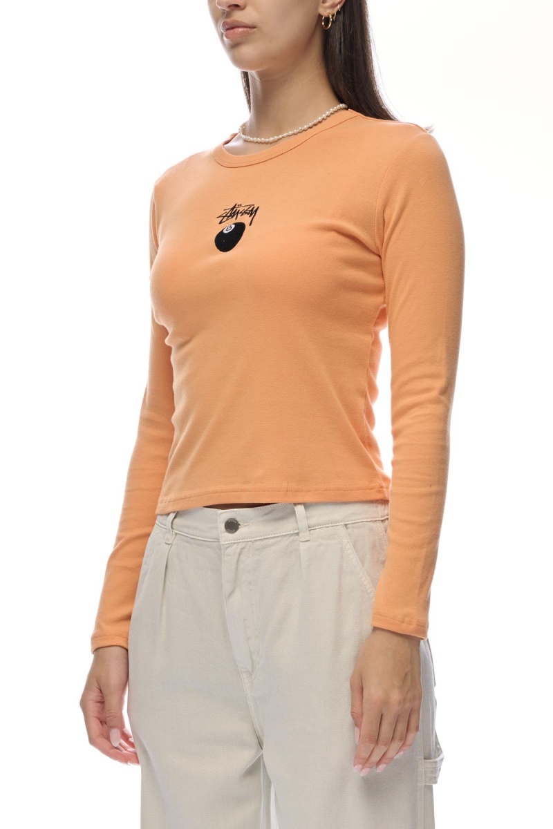 Stüssy 8ball Ls Rib Tee T-Shirts L/S Apricot | VUJ-974625