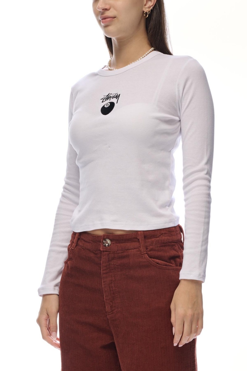 Stüssy 8ball Ls Rib Tee T-Shirts L/S White | BUM-641375