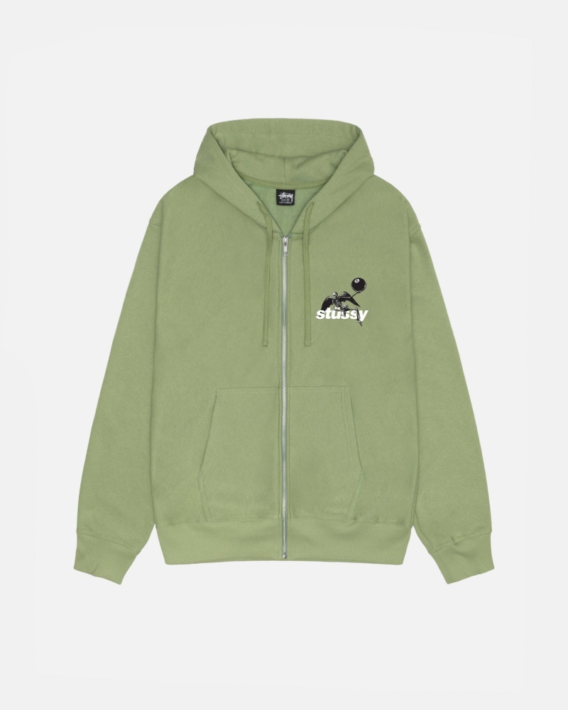 Stüssy Apocalypse Zip Hoodie Long Sleeve Sweatshirt Moss | JTN-823056