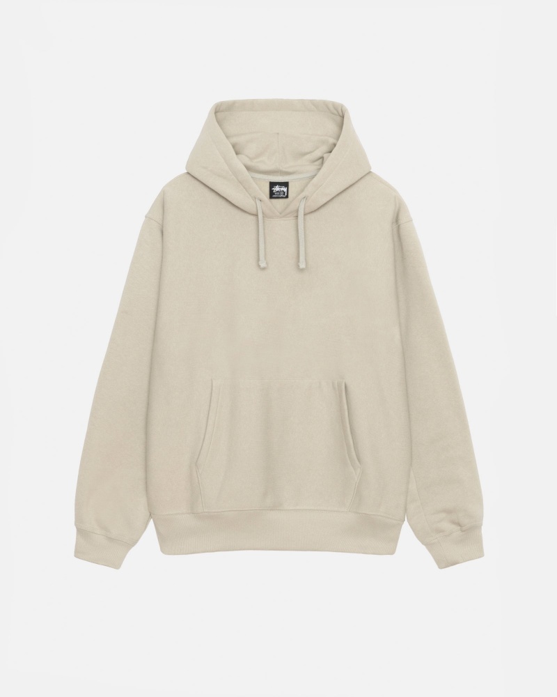 Stüssy Back Hood Applique Hood Long Sleeve Sweatshirt Khaki | BTV-975632