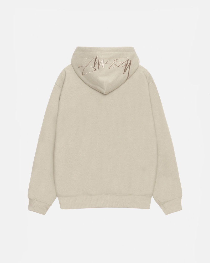 Stüssy Back Hood Applique Hood Long Sleeve Sweatshirt Khaki | BTV-975632