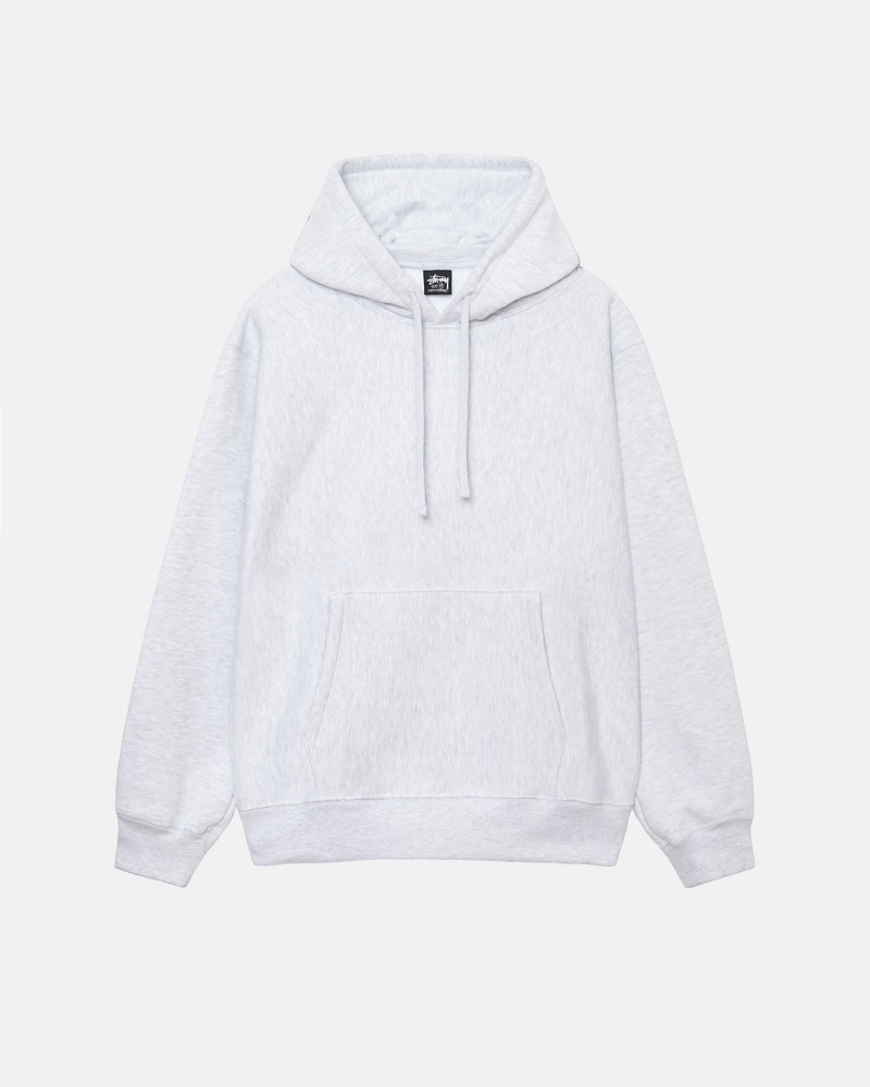 Stüssy Back Hood Applique Hoodie Long Sleeve Sweatshirt Ash Heather | GHE-481275