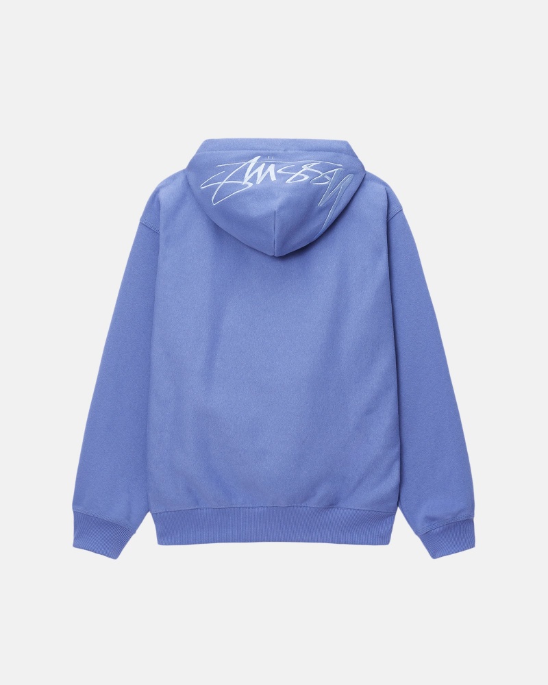 Stüssy Back Hoodie Applique Hoodie Long Sleeve Sweatshirt Storm | VRT-641087