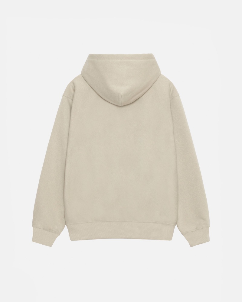 Stüssy Basic Applique Hood Long Sleeve Sweatshirt Khaki | QUW-437018