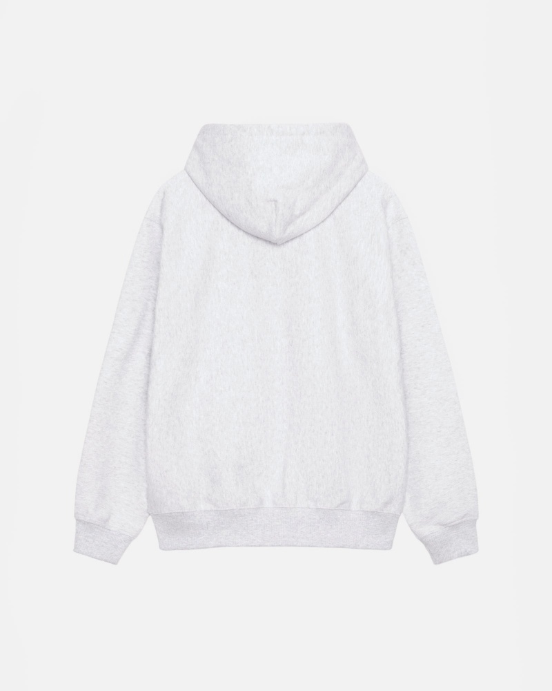 Stüssy Basic Applique Hoodie Long Sleeve Sweatshirt Ash Heather | AIS-419735