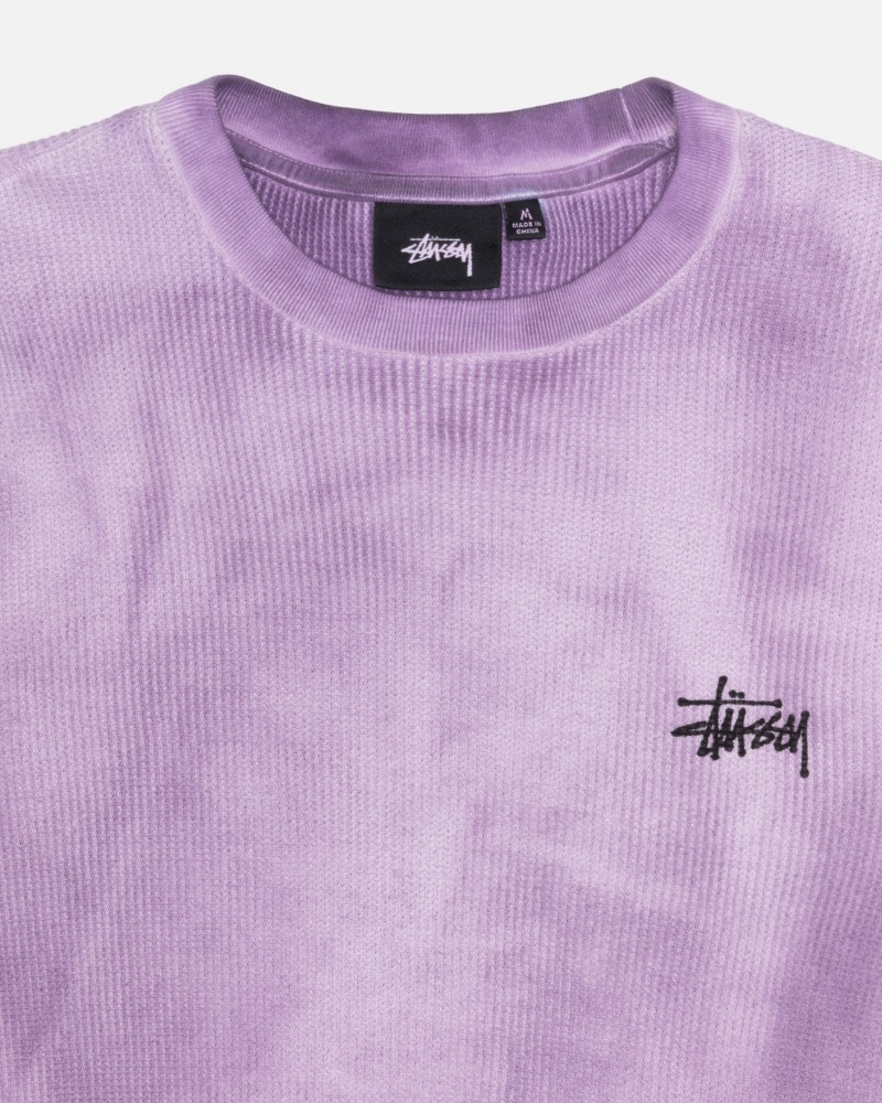 Stüssy Basic Stock LS Thermal Long Sleeve Knit Lavender | BUH-382051