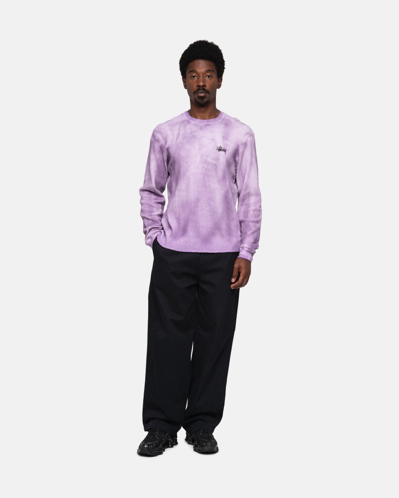 Stüssy Basic Stock LS Thermal Long Sleeve Knit Lavender | BUH-382051