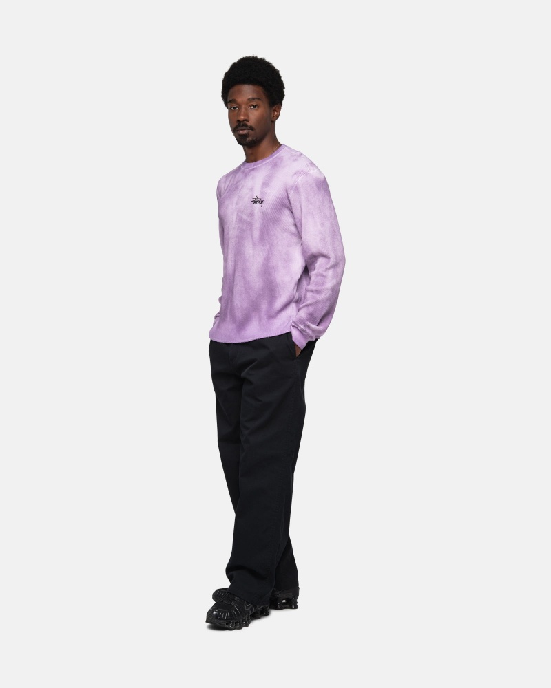 Stüssy Basic Stock LS Thermal Long Sleeve Knit Lavender | BUH-382051