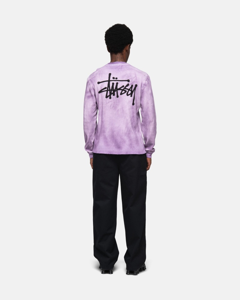 Stüssy Basic Stock LS Thermal Long Sleeve Knit Lavender | BUH-382051