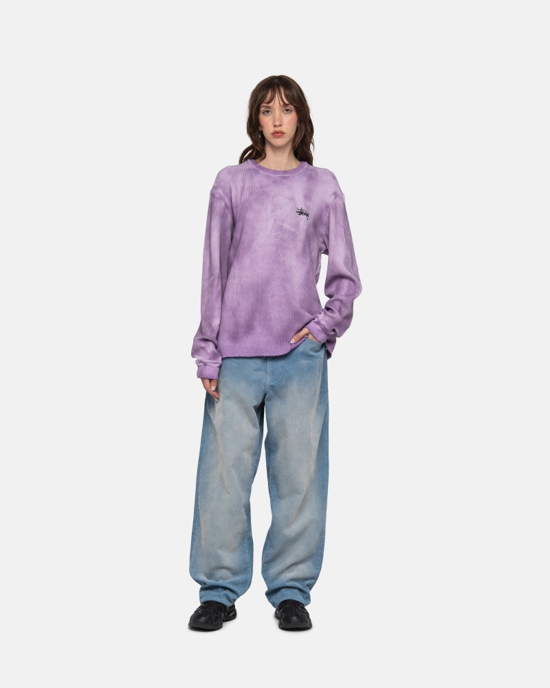 Stüssy Basic Stock LS Thermal Long Sleeve Knit Lavender | BUH-382051