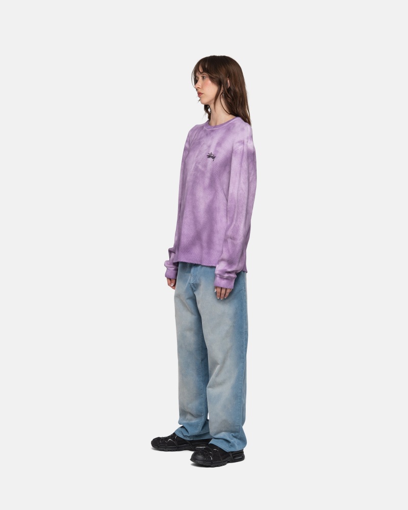 Stüssy Basic Stock LS Thermal Long Sleeve Knit Lavender | BUH-382051