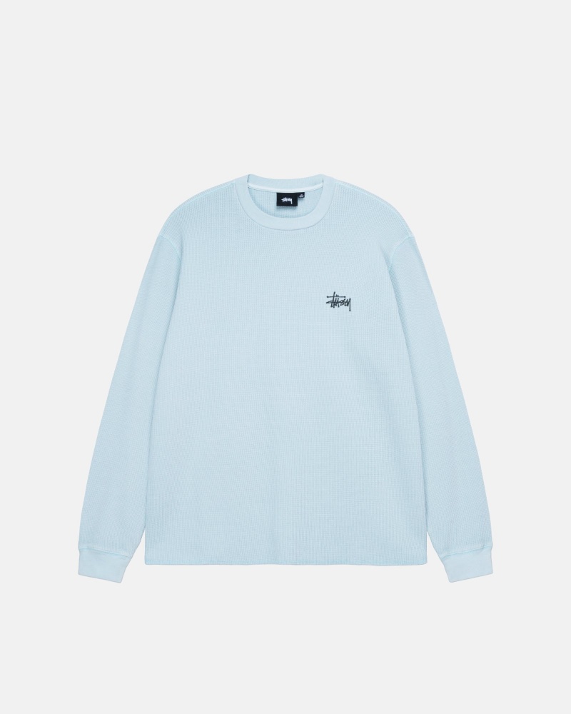 Stüssy Basic Stock LS Thermal Long Sleeve Knit Light Blue | QGC-482675