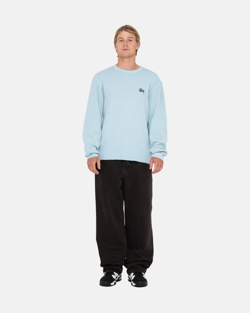 Stüssy Basic Stock LS Thermal Long Sleeve Knit Light Blue | QGC-482675