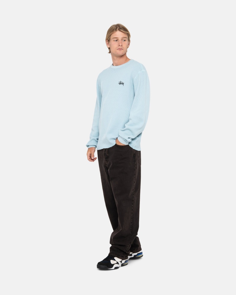 Stüssy Basic Stock LS Thermal Long Sleeve Knit Light Blue | QGC-482675