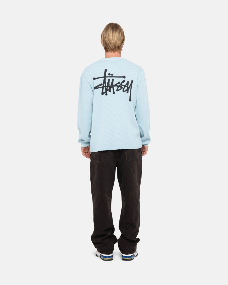 Stüssy Basic Stock LS Thermal Long Sleeve Knit Light Blue | QGC-482675