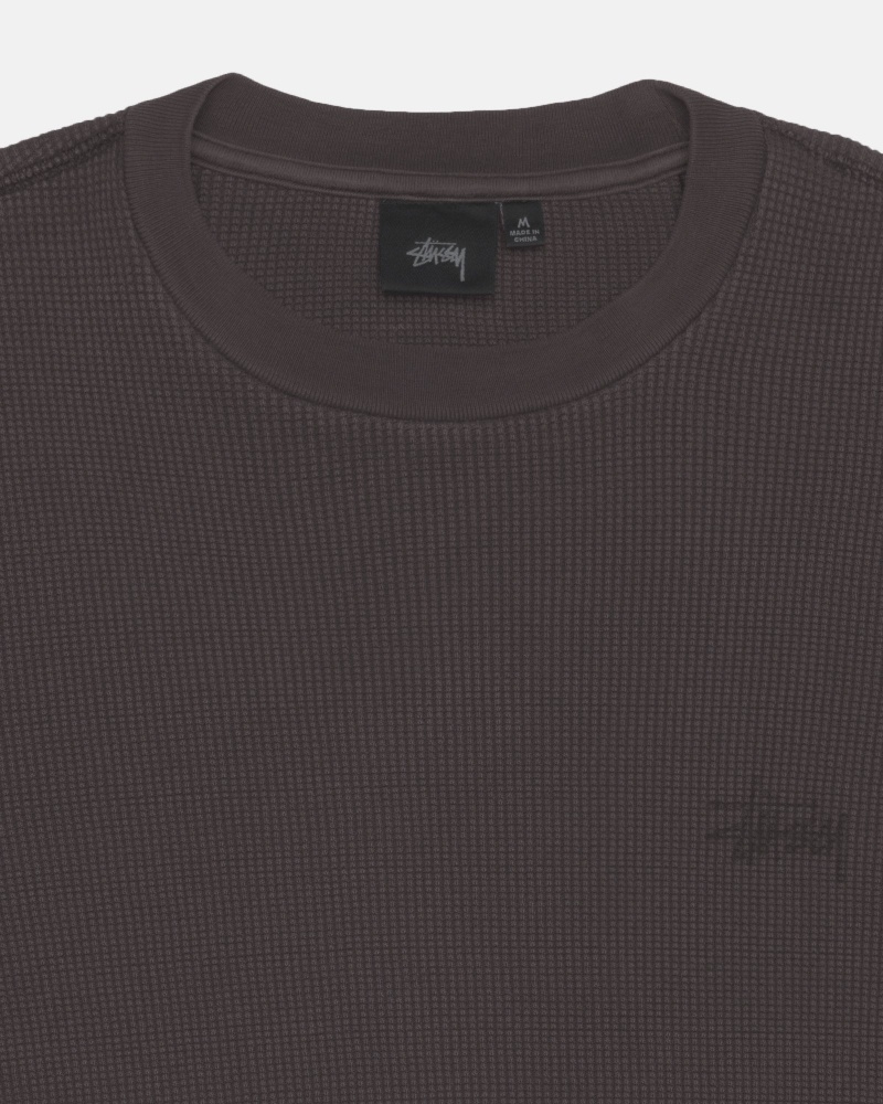 Stüssy Basic Stock LS Thermal Long Sleeve Knit Washed Black | NUR-390851