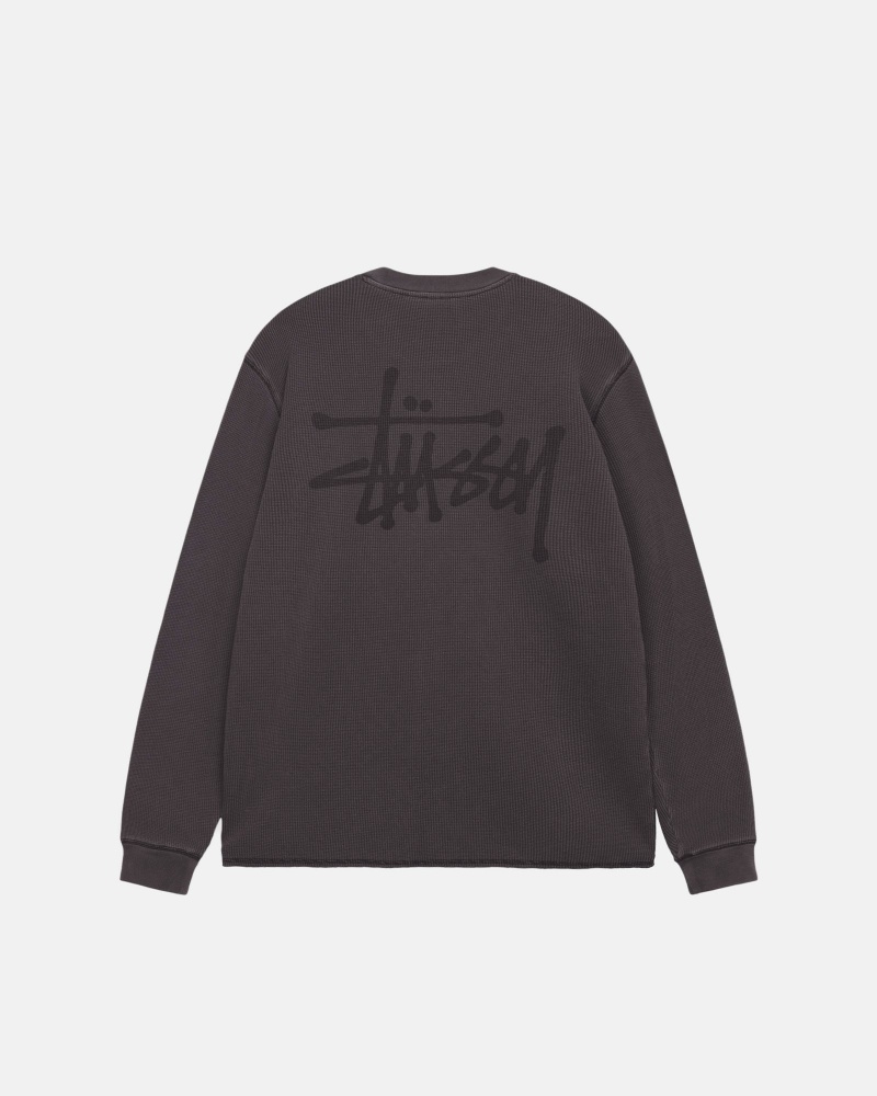 Stüssy Basic Stock LS Thermal Long Sleeve Knit Washed Black | NUR-390851