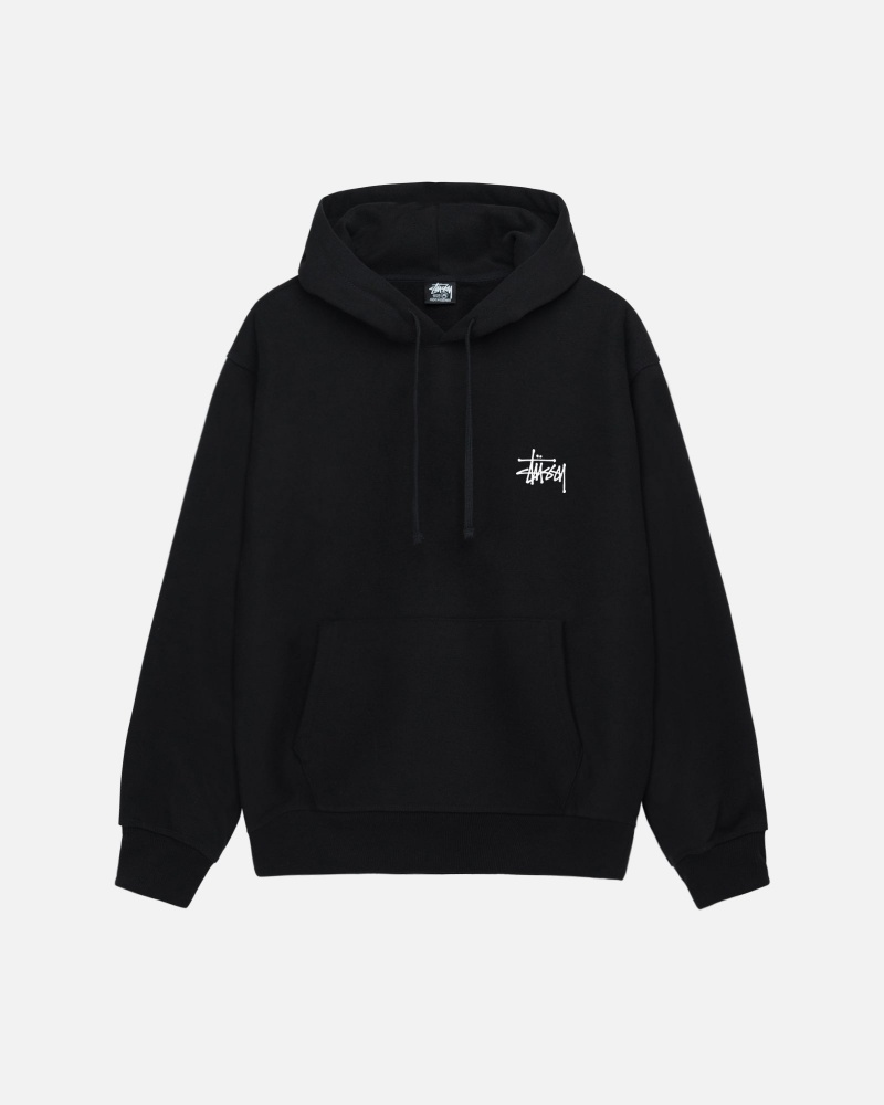 Stüssy Basic Stussy Hoodie Long Sleeve Sweatshirt Black | HGV-304721