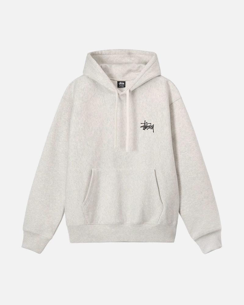 Stüssy Basic Stussy Hoodie Long Sleeve Sweatshirt Ash Heather | FAX-054836