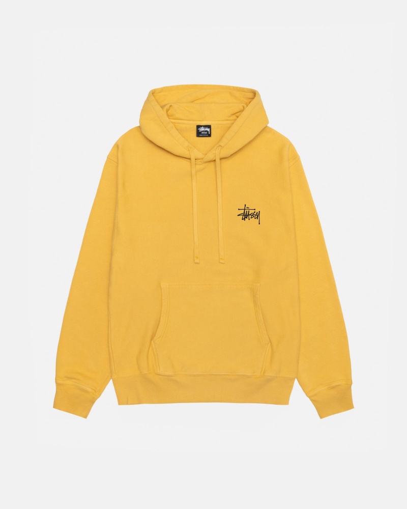 Stüssy Basic Stussy Hoodie Pigment Dyed Long Sleeve Sweatshirt Honey | QHF-413869