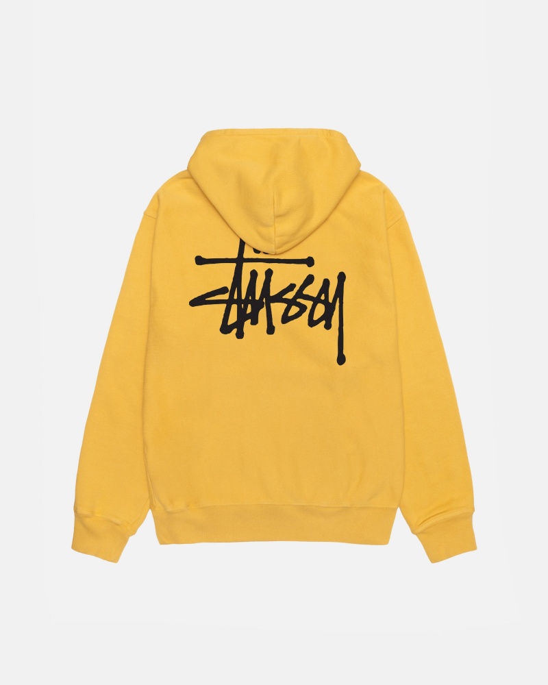 Stüssy Basic Stussy Hoodie Pigment Dyed Long Sleeve Sweatshirt Honey | QHF-413869