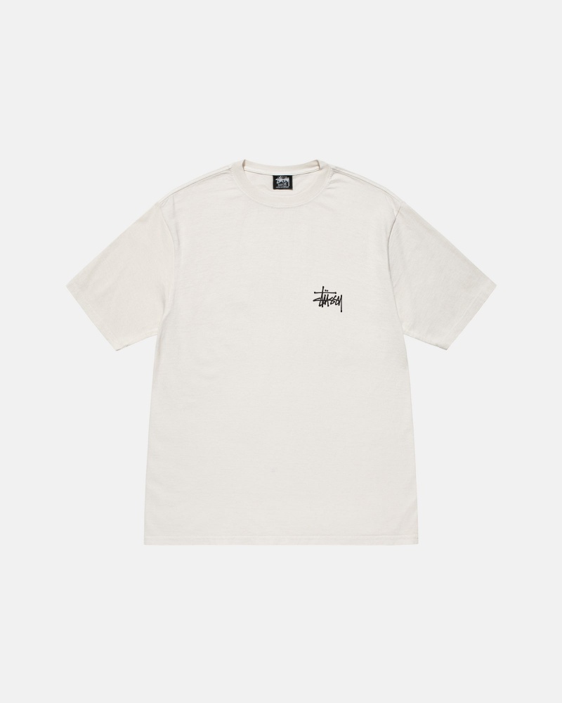 Stüssy Basic Stussy Tee Pigment Dyed Short Sleeve T-Shirt Natural | LJW-976521