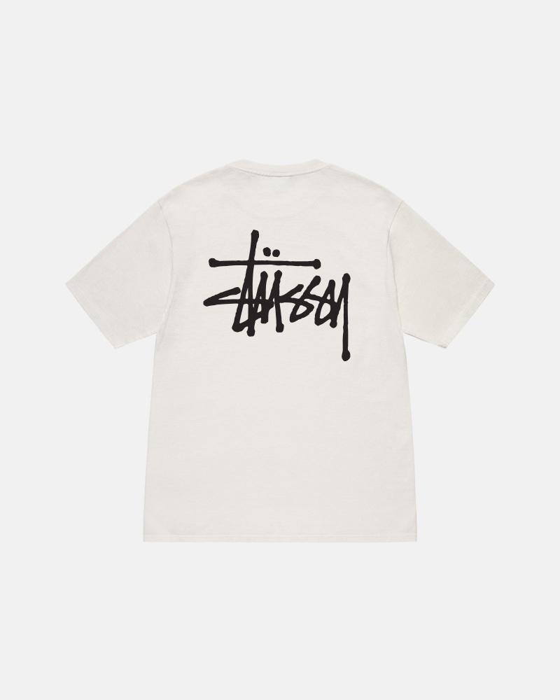 Stüssy Basic Stussy Tee Pigment Dyed Short Sleeve T-Shirt Natural | LJW-976521