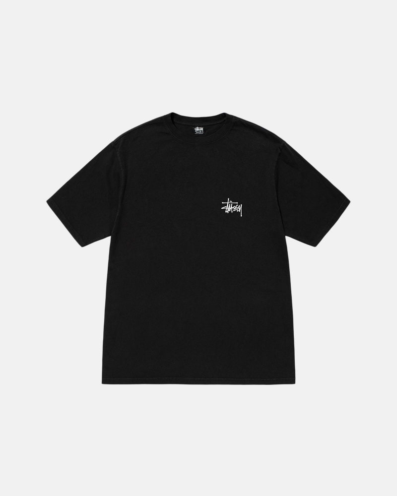 Stüssy Basic Stussy Tee Pigment Dyed Short Sleeve T-Shirt Black | KGJ-654108