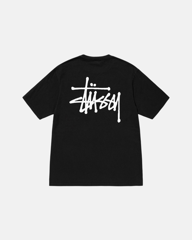 Stüssy Basic Stussy Tee Pigment Dyed Short Sleeve T-Shirt Black | KGJ-654108