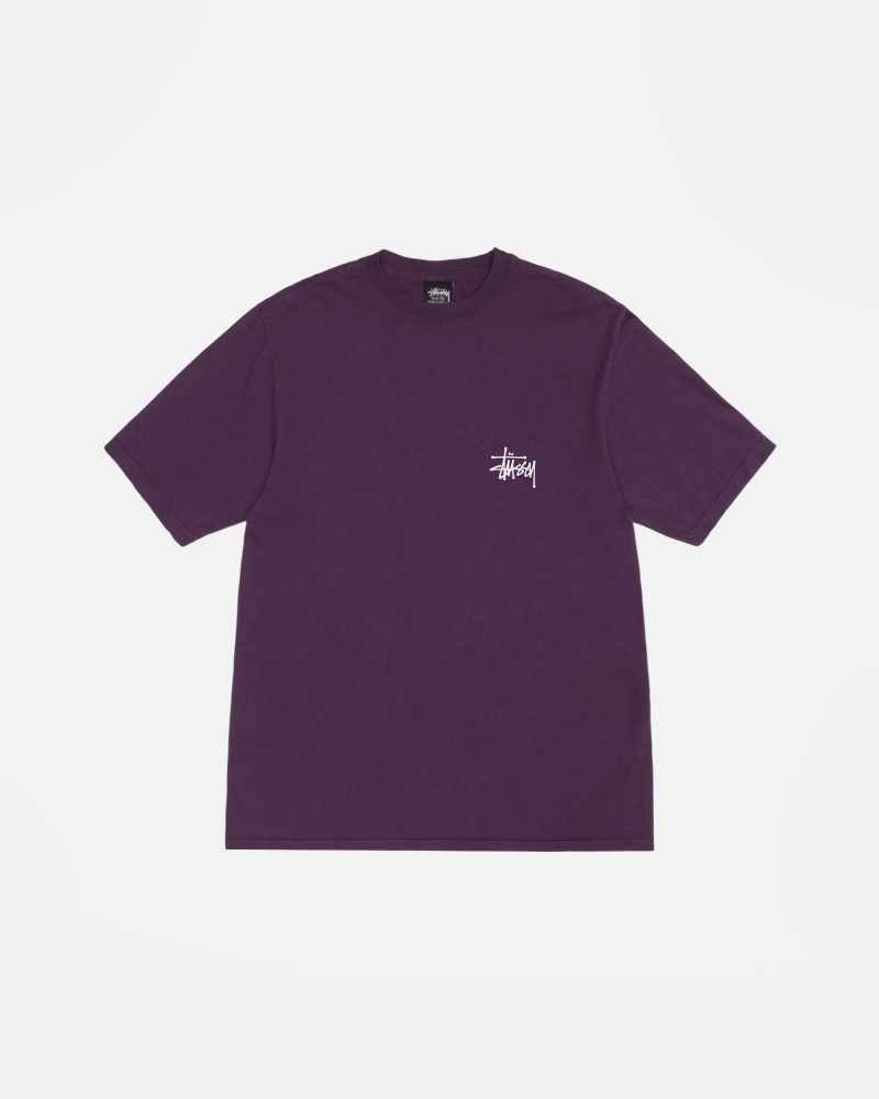 Stüssy Basic Stussy Tee Pigment Dyed Short Sleeve T-Shirt Purple | OYR-601845