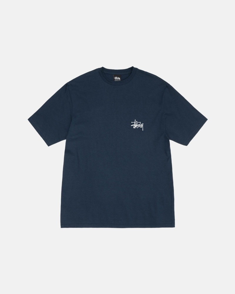 Stüssy Basic Stussy Tee Short Sleeve T-Shirt Navy | WNP-478395