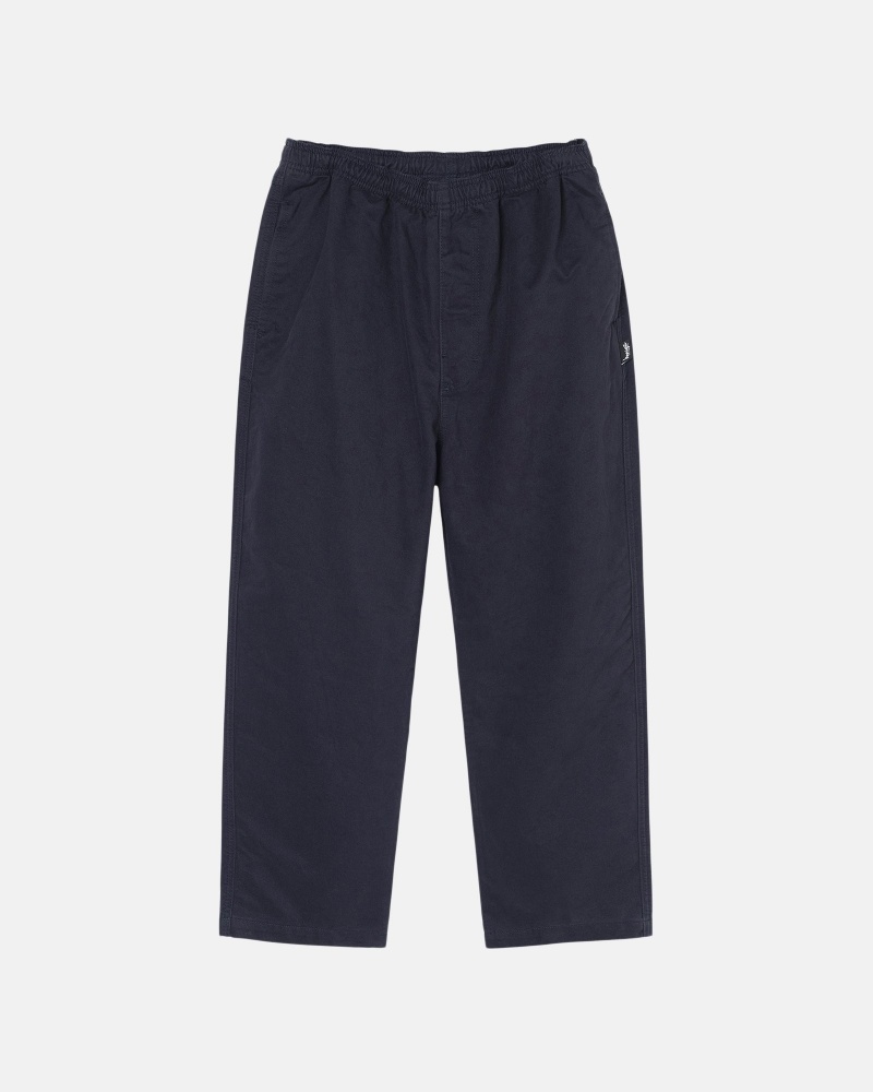 Stüssy Beach Pant Brushed Cotton Pants Navy | AGS-234109