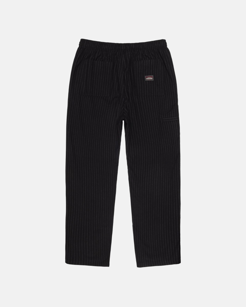 Stüssy Beach Pant Wool Stripe Pants Black | ZRQ-319460