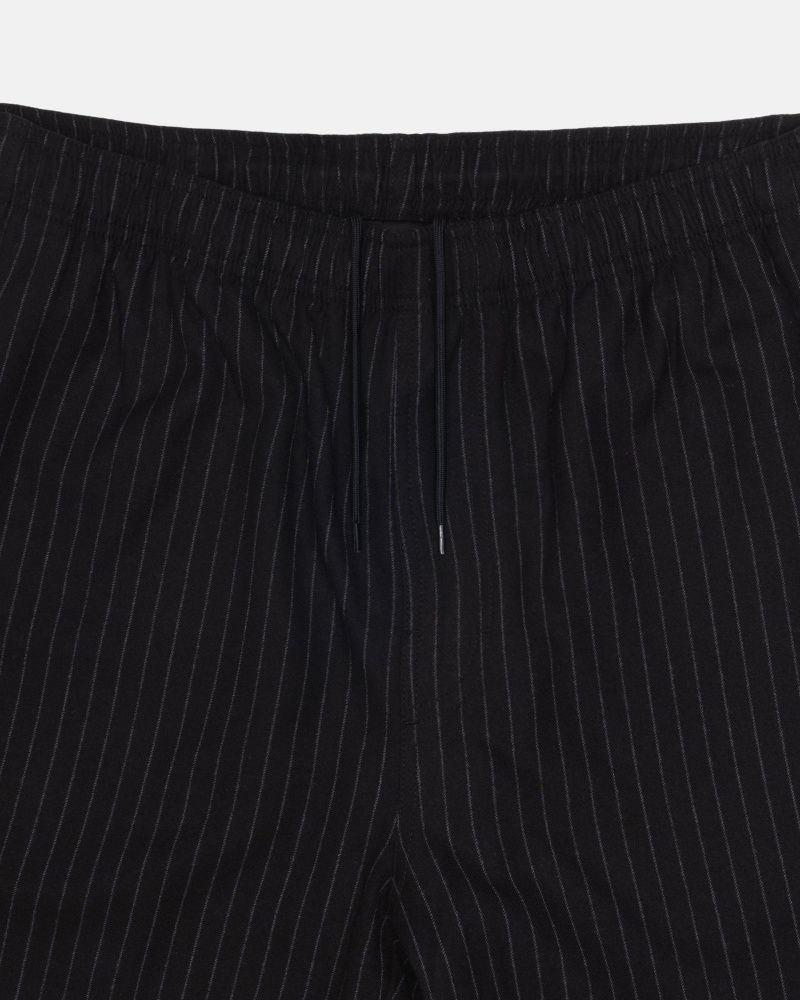 Stüssy Beach Pant Wool Stripe Pants Black | ZRQ-319460