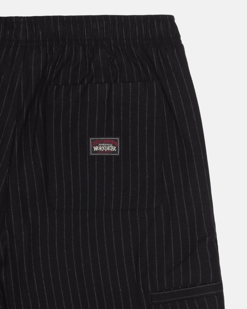 Stüssy Beach Pant Wool Stripe Pants Black | ZRQ-319460