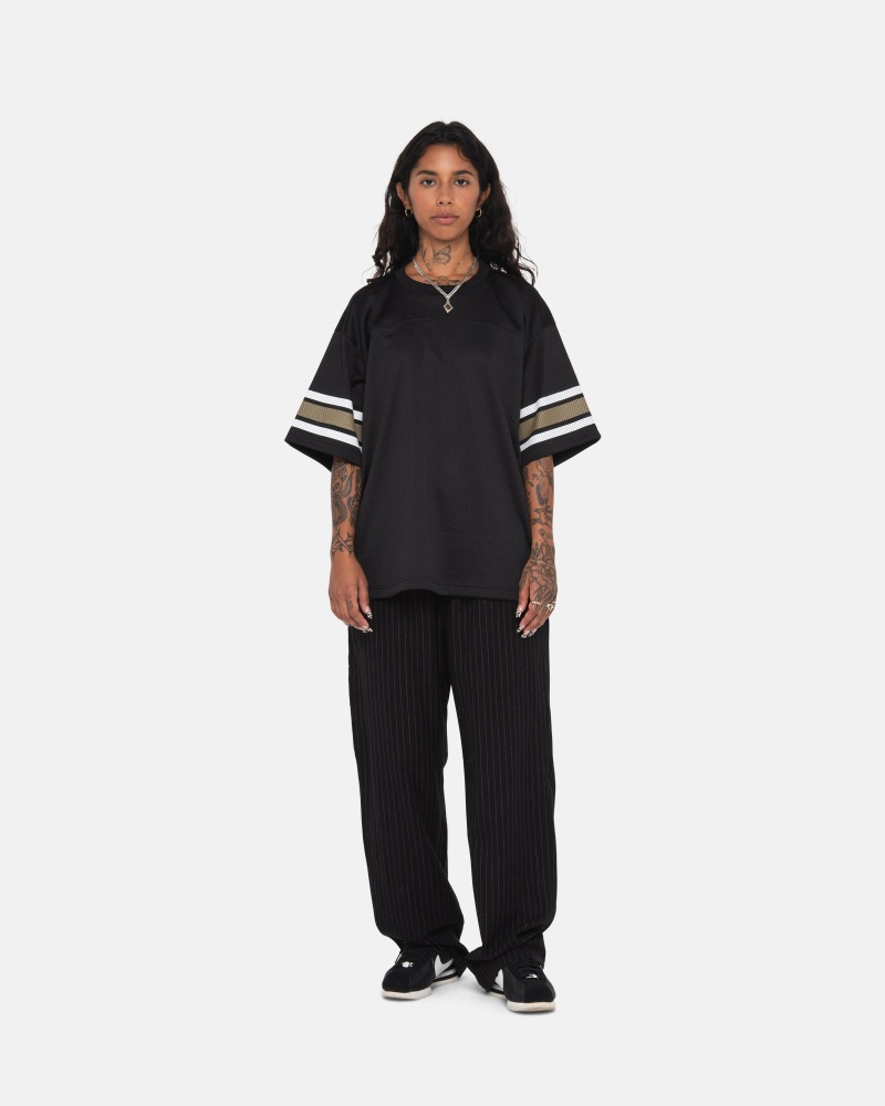 Stüssy Beach Pant Wool Stripe Pants Black | ZRQ-319460